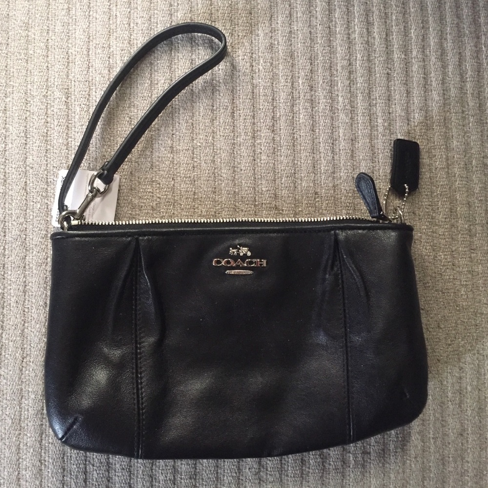 Black Leather Coach Wristlet